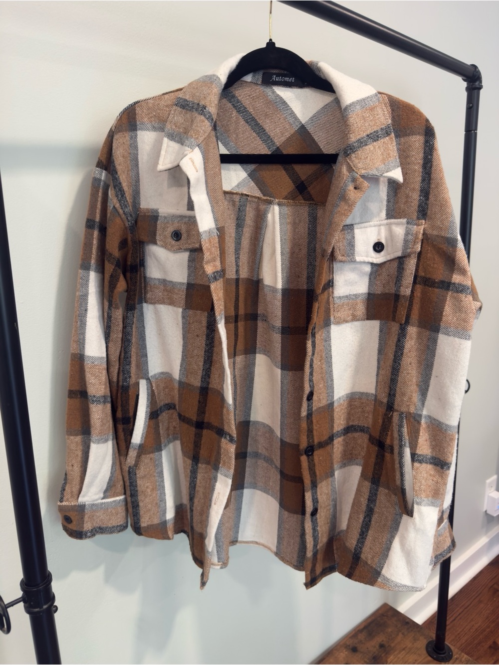 Plaid Shacket Jacket in Brown & Cream -